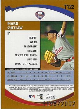 2002 Topps Traded & Rookies - Gold #T122 Mark Outlaw  Back