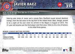 2015 Topps Mini - Red #315 Javier Baez Back