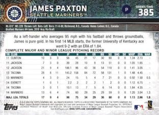 2015 Topps Mini - Red #385 James Paxton Back