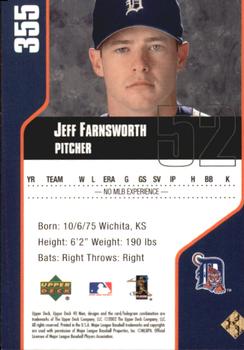 2002 Upper Deck 40-Man - Electric #355 Jeff Farnsworth  Back