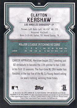 2017 Topps Museum Collection #14 Clayton Kershaw Back