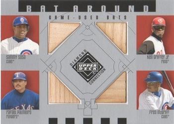 2002 Upper Deck Diamond Connection - Bat Around Game-Used Bats Quad #BA-SGPM Sammy Sosa / Ken Griffey Jr. / Rafael Palmeiro / Fred McGriff Front