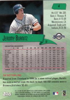 2000 Stadium Club #4 Jeromy Burnitz Back