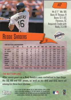 2000 Stadium Club #112 Reggie Sanders Back