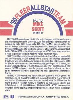 1990 Fleer - '90 Fleer All-Star Team #10 Mike Scott Back