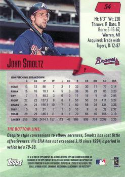 2000 Stadium Club Chrome #54 John Smoltz Back