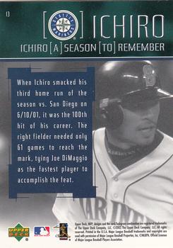 2002 Upper Deck MVP - Ichiro A Season to Remember #I3 Ichiro Suzuki  Back