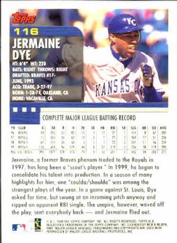 2000 Topps #116 Jermaine Dye Back