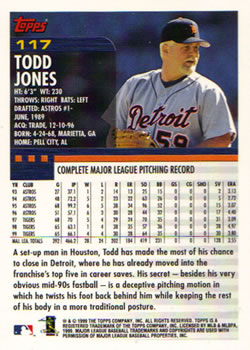 2000 Topps #117 Todd Jones Back