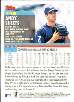 2000 Topps #149 Andy Sheets Back