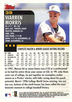 2000 Topps #39 Warren Morris Back