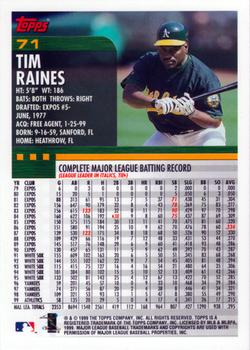 2000 Topps #71 Tim Raines Back