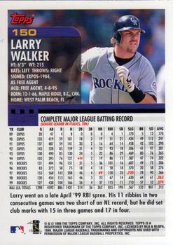 2000 Topps #150 Larry Walker Back