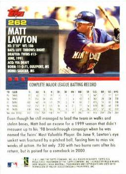 2000 Topps #262 Matt Lawton Back