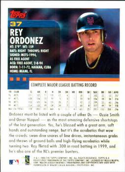 2000 Topps #37 Rey Ordonez Back