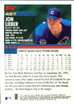 2000 Topps #427 Jon Lieber Back