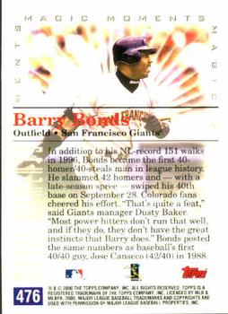 2000 Topps #476 Barry Bonds Back