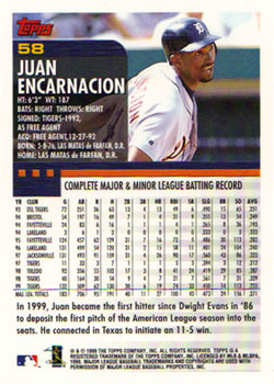 2000 Topps #58 Juan Encarnacion Back
