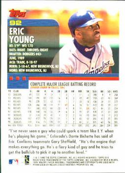 2000 Topps #92 Eric Young Back