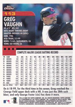 2000 Topps Chrome #113 Greg Vaughn Back