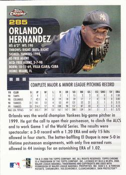 2000 Topps Chrome #285 Orlando Hernandez Back