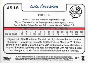 2016 Topps Archives Snapshots #AS-LS Luis Severino Back