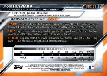 2016 Bowman Draft - Chrome #BDC-51 Jacob Heyward Back