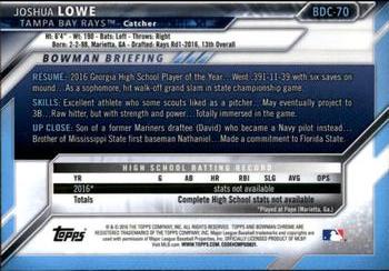 2016 Bowman Draft - Chrome #BDC-70 Joshua Lowe Back