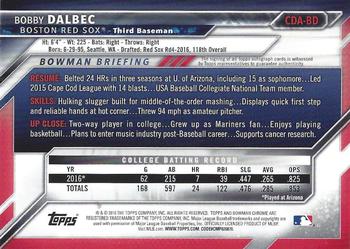 2016 Bowman Draft - Chrome Draft Pick Autographs #CDA-BD Bobby Dalbec Back