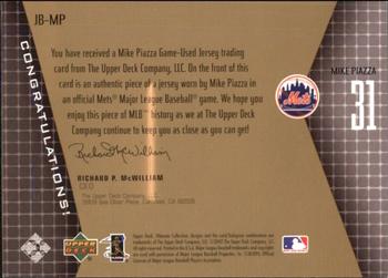 2002 Upper Deck Ultimate Collection - Game Jersey Tier 1 #JB-MP Mike Piazza  Back