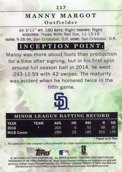 2017 Topps Inception #117 Manny Margot Back