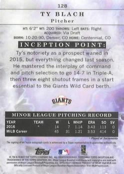 2017 Topps Inception #128 Ty Blach Back