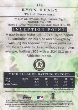 2017 Topps Inception #131 Ryon Healy Back