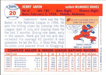 2000 Topps - Hank Aaron #4 Hank Aaron Back