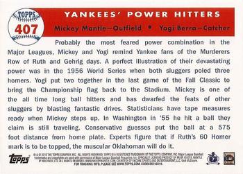 2010 Topps Update - The Cards Your Mom Threw Out (Original Back) #407 Yankees' Power Hitters (Mickey Mantle / Yogi Berra) Back