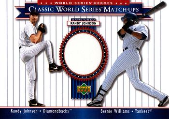 2002 Upper Deck World Series Heroes - Classic World Series Match-Ups Memorabilia #MU01d Randy Johnson / Bernie Williams Front