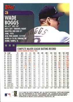2000 Topps Opening Day #3 Wade Boggs Back