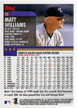 2000 Topps Opening Day #5 Matt Williams Back