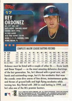 2000 Topps Opening Day #17 Rey Ordonez Back