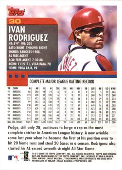 2000 Topps Opening Day #30 Ivan Rodriguez Back