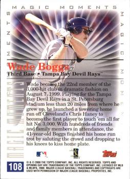 2000 Topps Opening Day #108 Wade Boggs Back