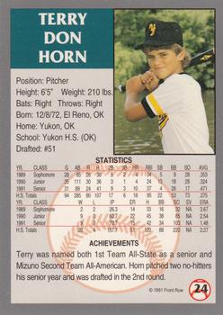 1991 Front Row Draft Picks #24 Terry Horn Back