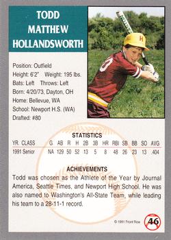 1991 Front Row Draft Picks #46 Todd Hollandsworth Back