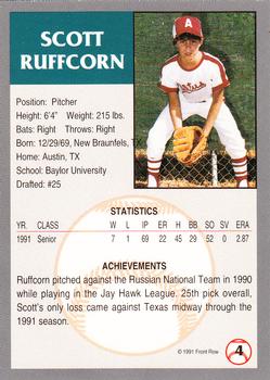 1991 Front Row Draft Picks #4 Scott Ruffcorn Back