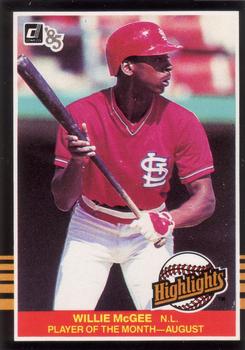1985 Donruss Highlights #38 Willie McGee Front