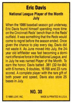 1986 Donruss Highlights #30 Eric Davis Back