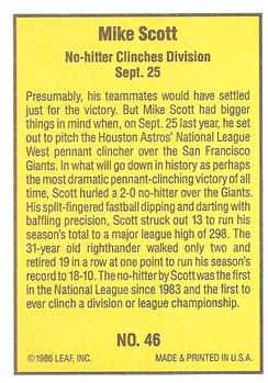 1986 Donruss Highlights #46 Mike Scott Back
