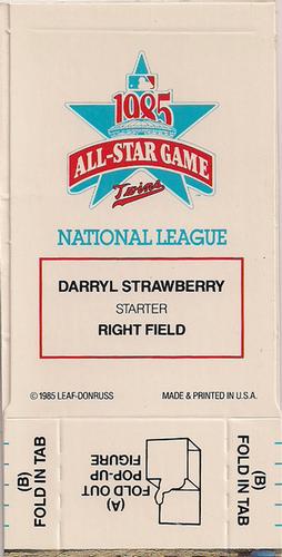 1986 Donruss All-Stars - Pop-Ups #NNO Darryl Strawberry Back