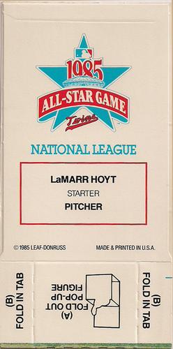 1986 Donruss All-Stars - Pop-Ups #NNO LaMarr Hoyt Back
