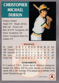 1991 Front Row Draft Picks - Gold #8 Chris Durkin Back